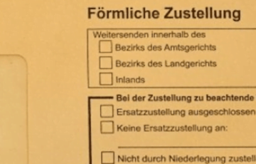 Förmliche Zustellung, Briefumschlag