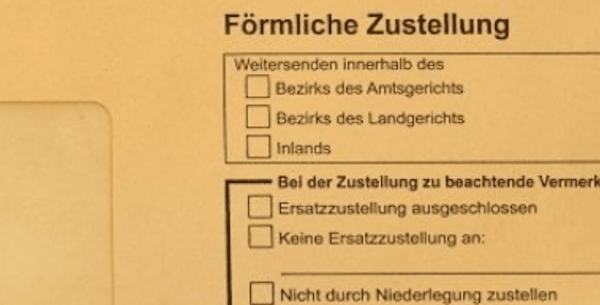 Förmliche Zustellung, Briefumschlag