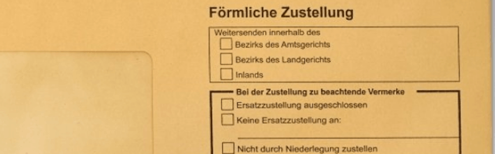Förmliche Zustellung, Briefumschlag