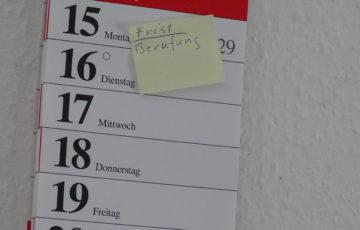 Kalender Berufungsfrist