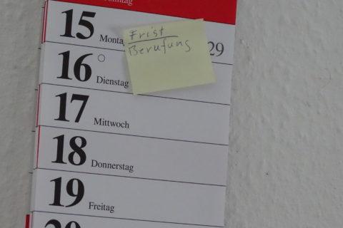 Kalender Berufungsfrist