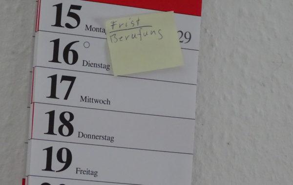 Kalender Berufungsfrist
