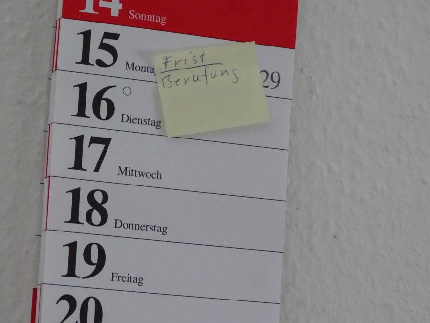Kalender Berufungsfrist