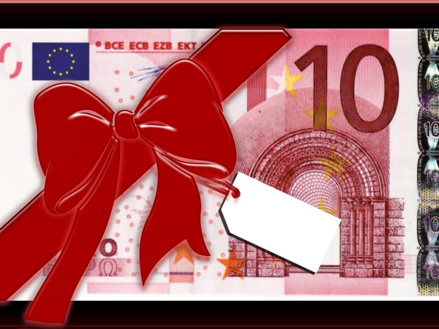 Zehn-Euro-Schein mit roter Schleife