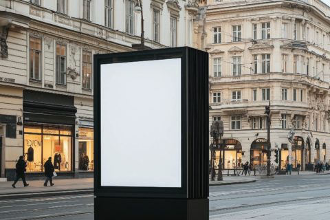 Werbetafel in einer Stadtstraße