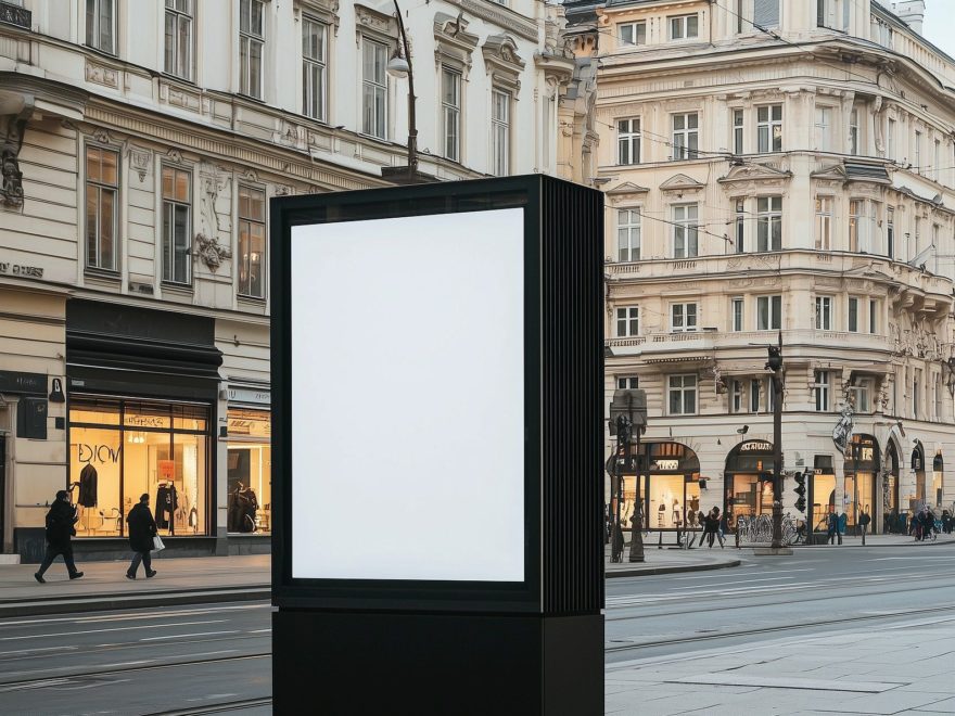 Werbetafel in einer Stadtstraße