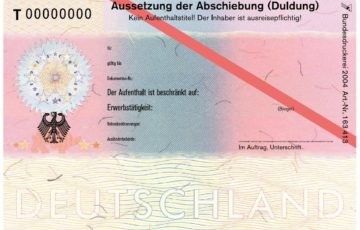 Deutsche Duldungsbescheinigung (Klebeetikett)