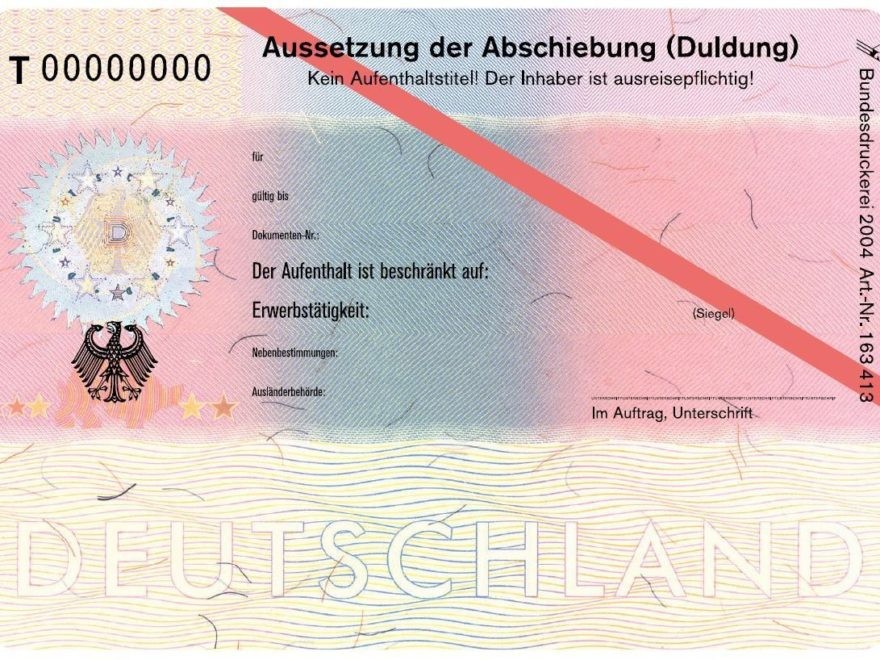 Deutsche Duldungsbescheinigung (Klebeetikett)